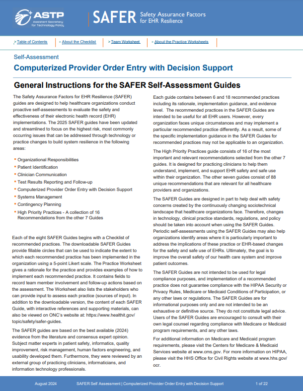 Computer Provider Order Entry (CPOE) with Decision Support.